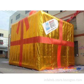 OEM Golden Inflatable Advertising Gift Box Model For Partie
